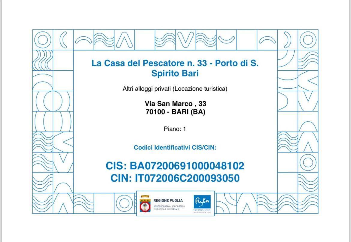 La Casa Del Pescatore N 33 - Porto Di St Spirito 巴里 外观 照片